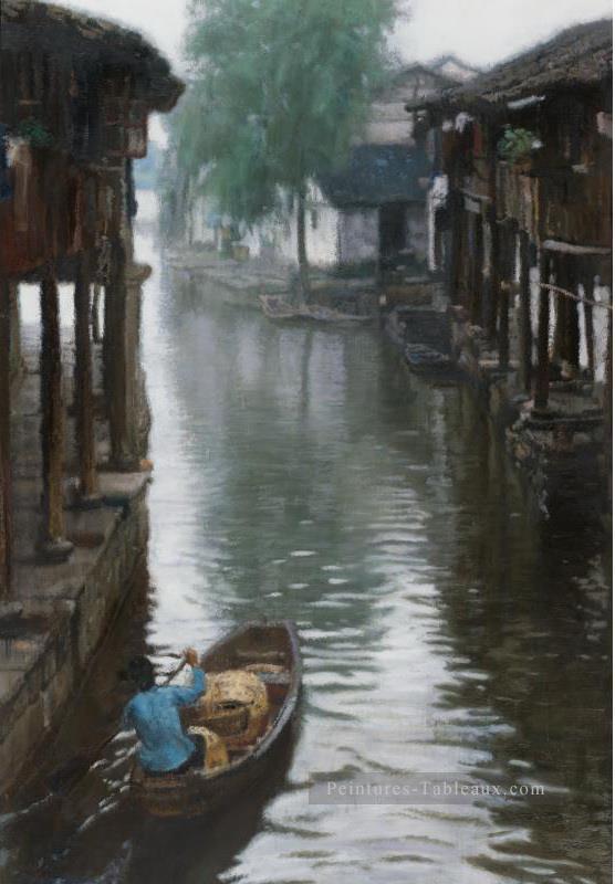 Campagne de Jiangnan 1984 Shanshui Paysage chinois Peintures à l'huile